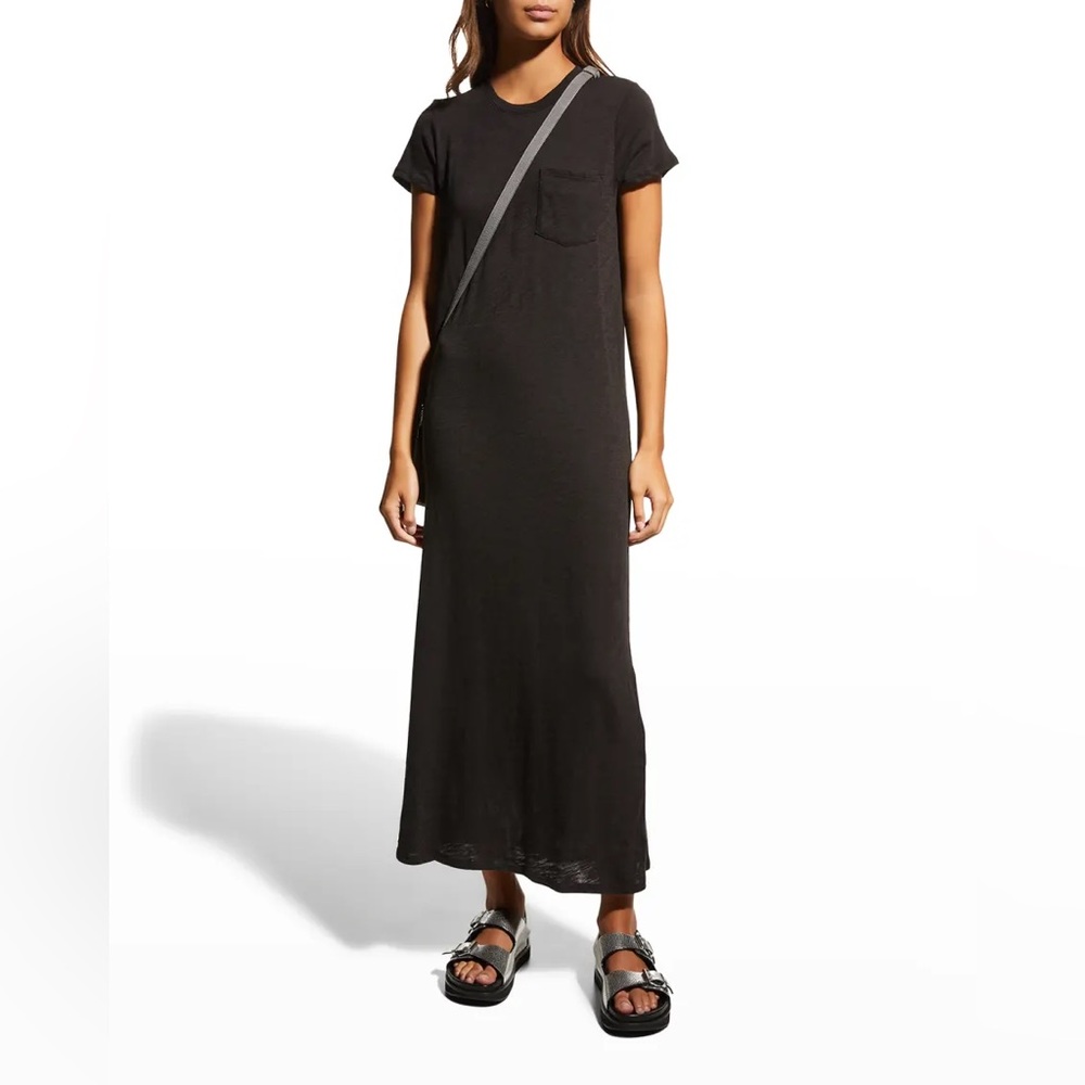 NWT ATM Anthony Thomas Melillo Black Midi Maxi T-Shirt Dress